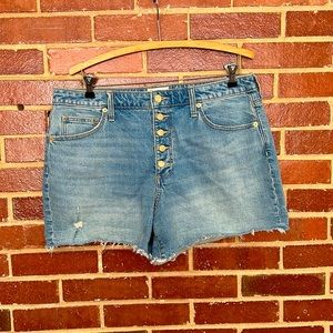 Distressed denim shorts, size 14